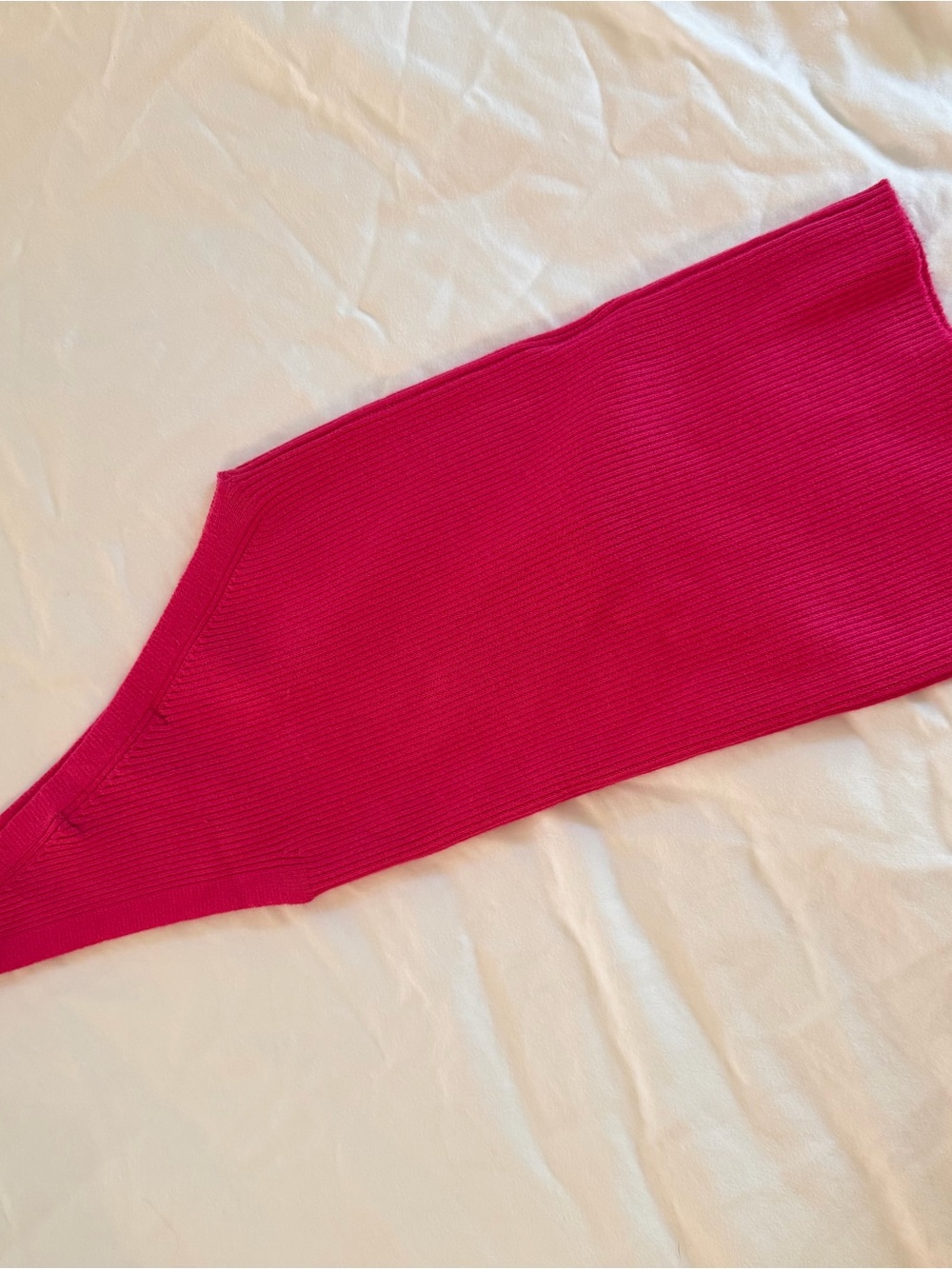 Mango Ribbed One-Shoulder Top - Hot Pink - Picture 4 of 5